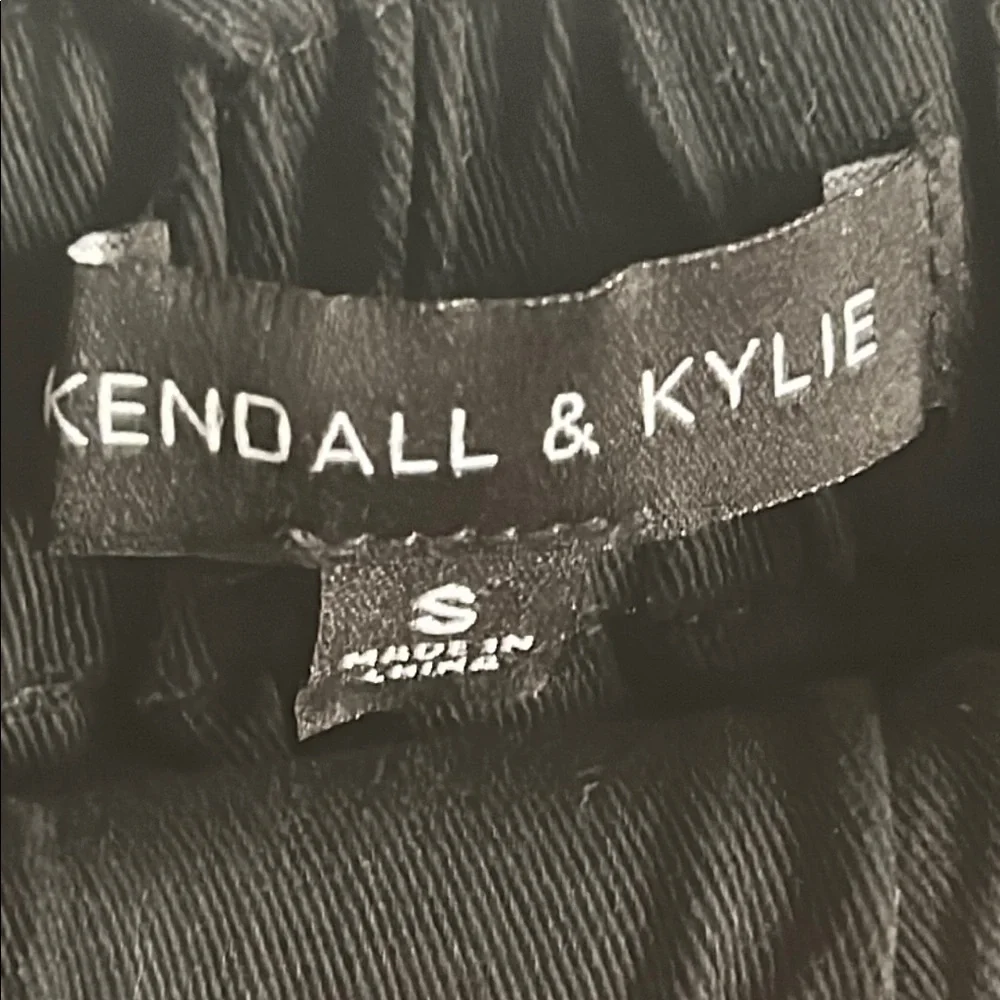 Kendall & Kylie Black Cotton Blend Cargo Shorts with Relaxed Fit Paper Bag Waist